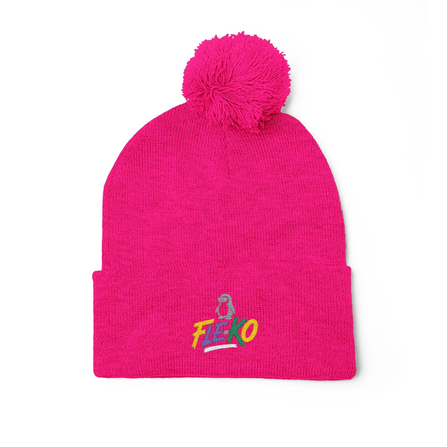 Fle-Ko Embroidered Pom-Pom Knitted Toque