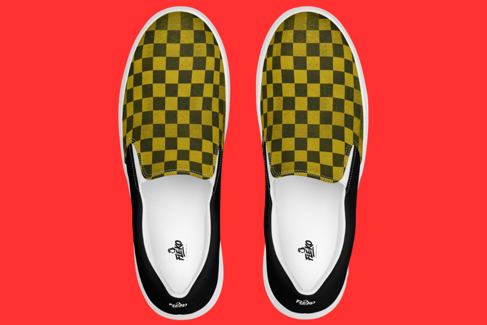 Fle-Ko Men's Checkered Yellow Slip-ons