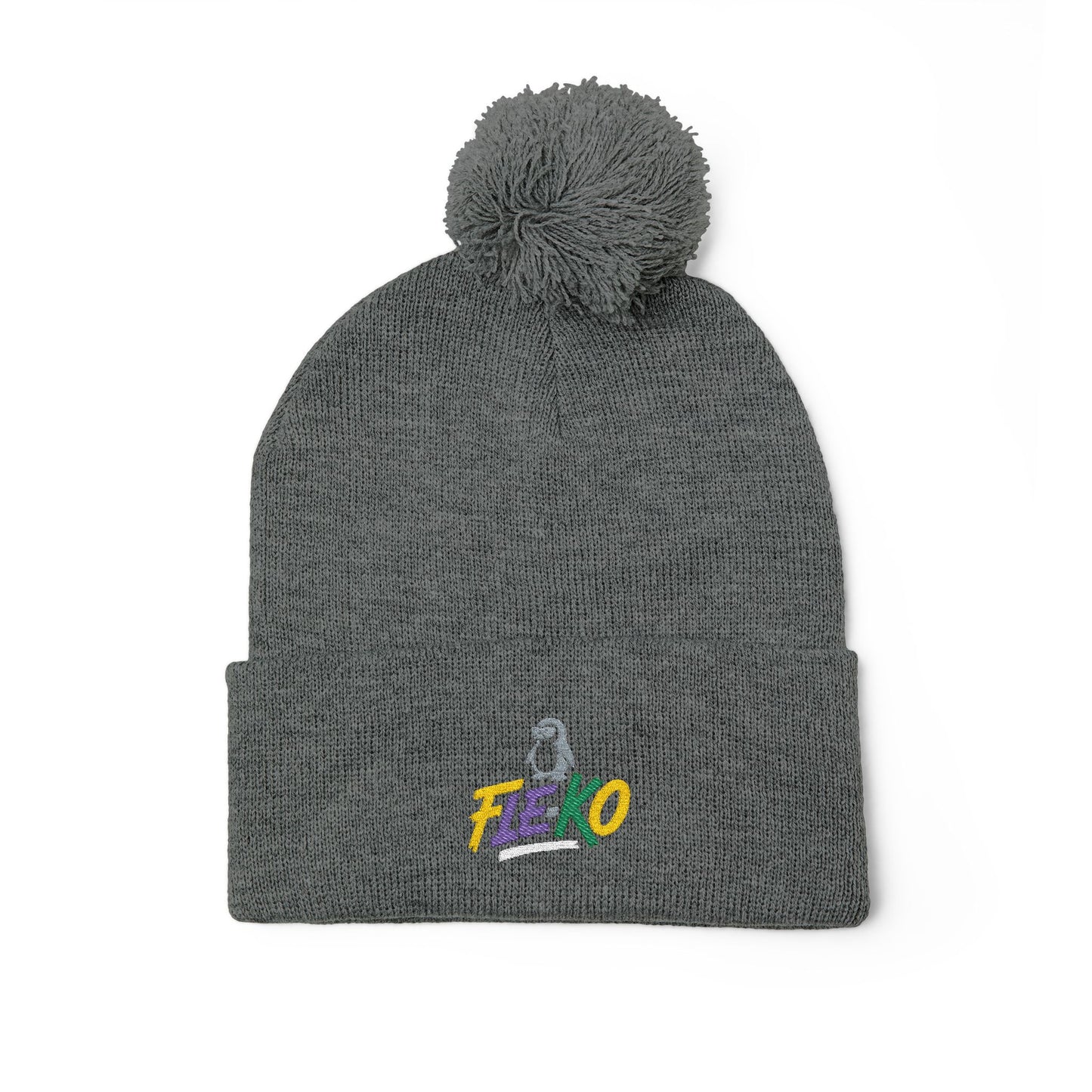 Fle-Ko Embroidered Pom-Pom Knitted Toque