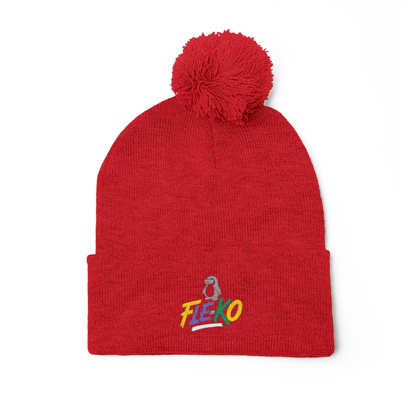 Fle-Ko Embroidered Pom-Pom Knitted Toque