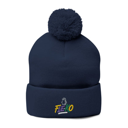 Fle-Ko Embroidered Pom-Pom Knitted Toque