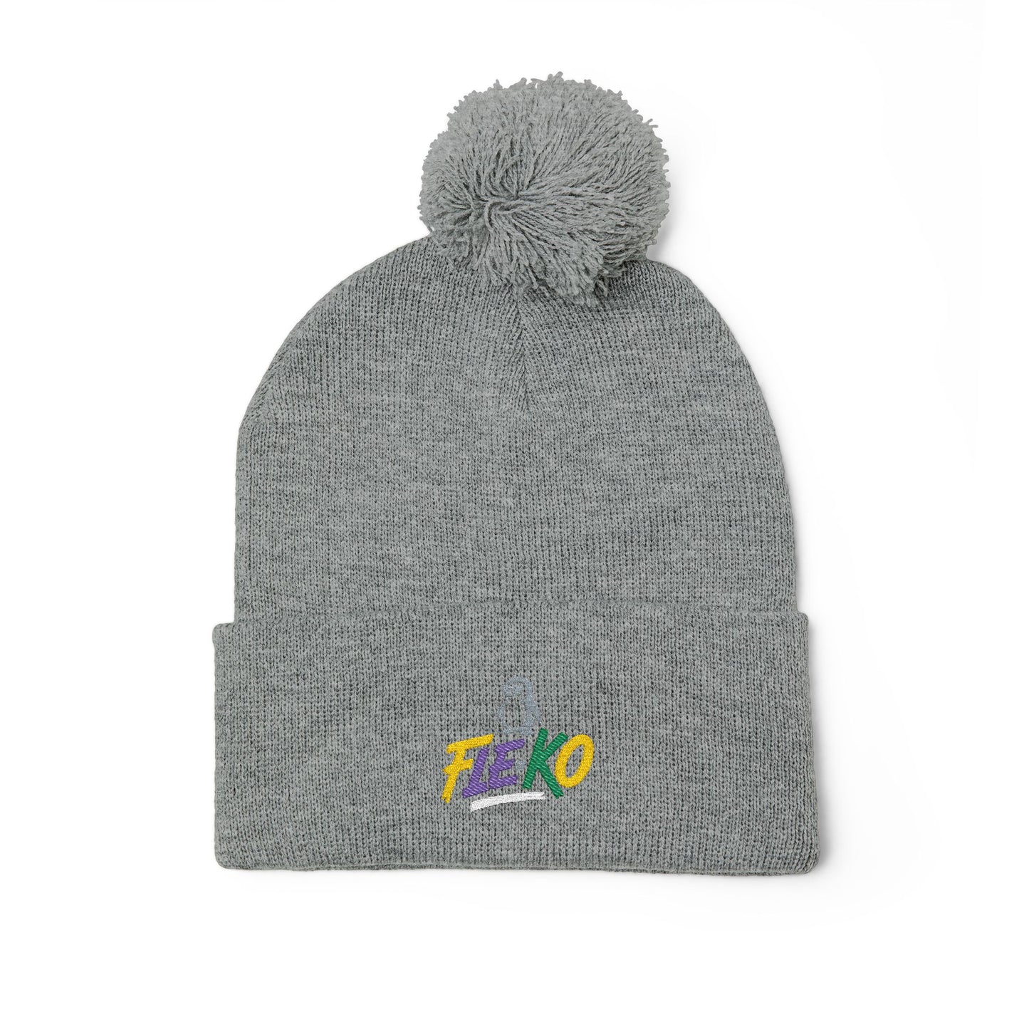 Fle-Ko Embroidered Pom-Pom Knitted Toque