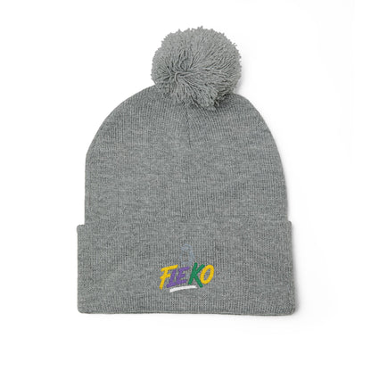 Fle-Ko Embroidered Pom-Pom Knitted Toque