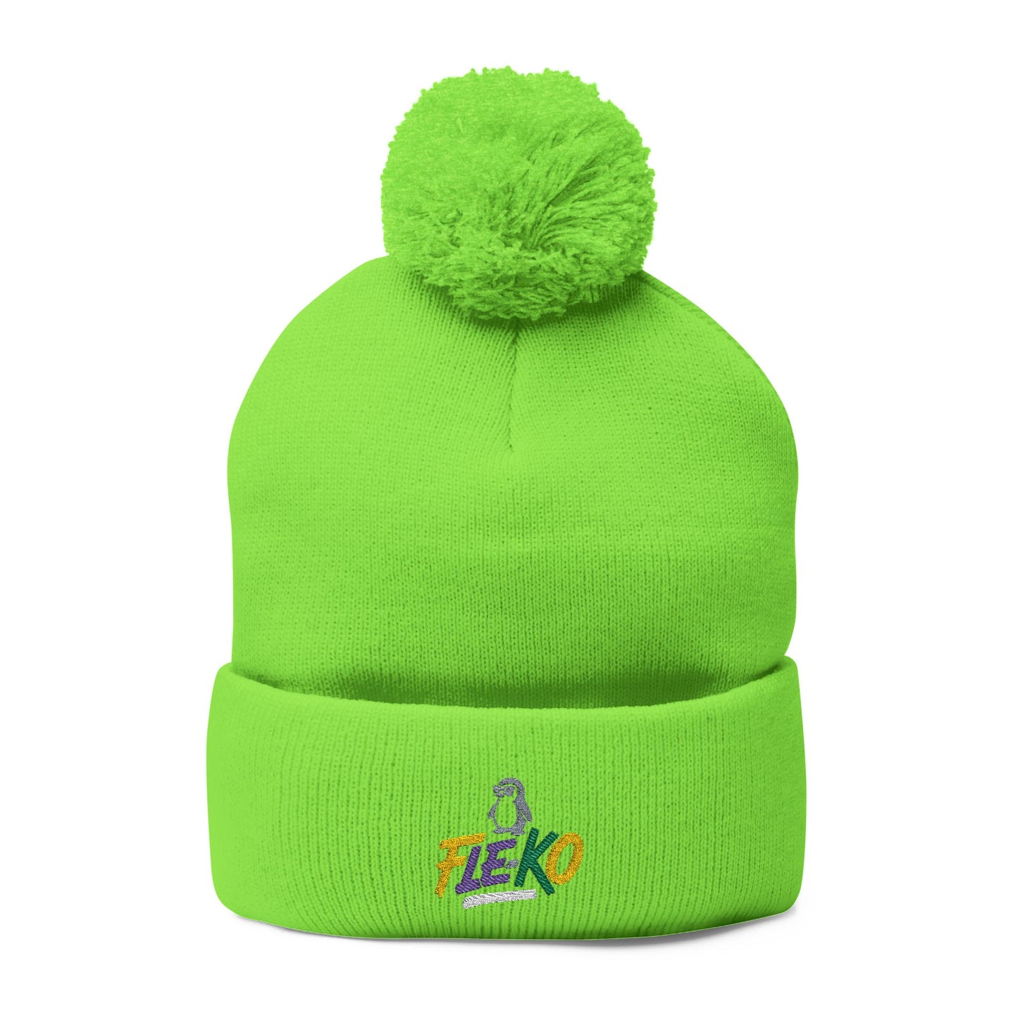Fle-Ko Embroidered Pom-Pom Knitted Toque