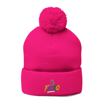 Fle-Ko Embroidered Pom-Pom Knitted Toque