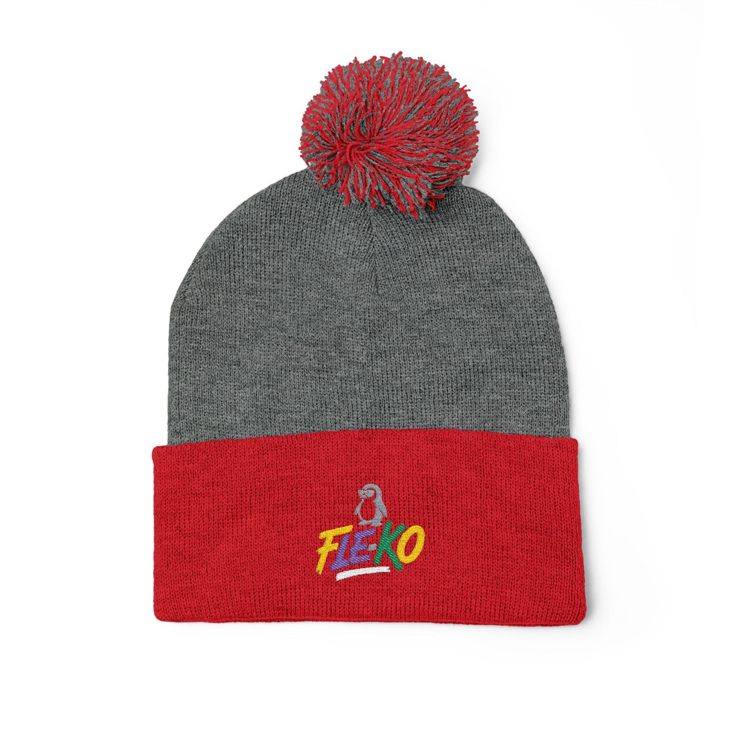 Fle-Ko Embroidered Pom-Pom Knitted Toque