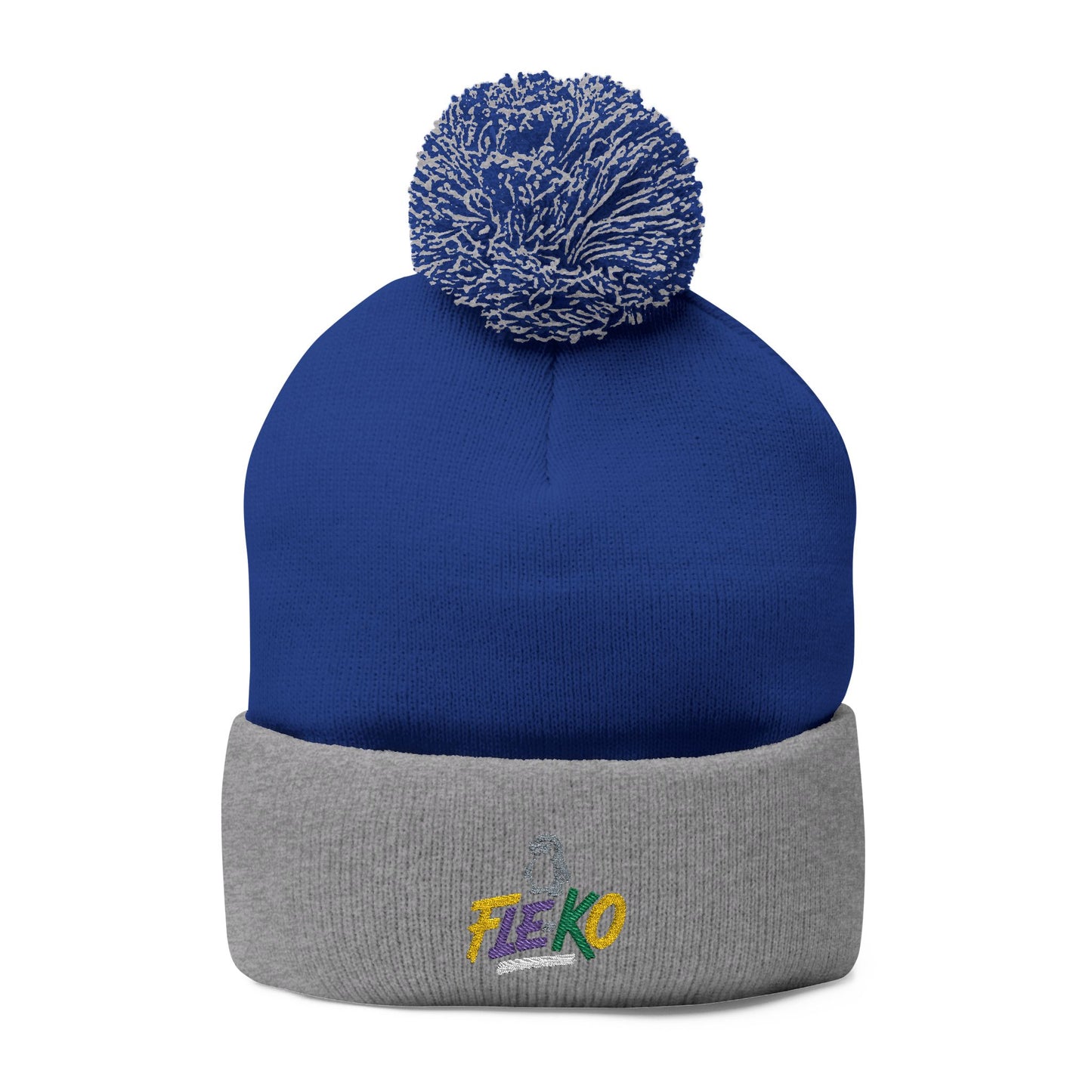 Fle-Ko Embroidered Pom-Pom Knitted Toque