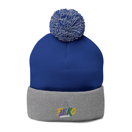 Fle-Ko Embroidered Pom-Pom Knitted Toque