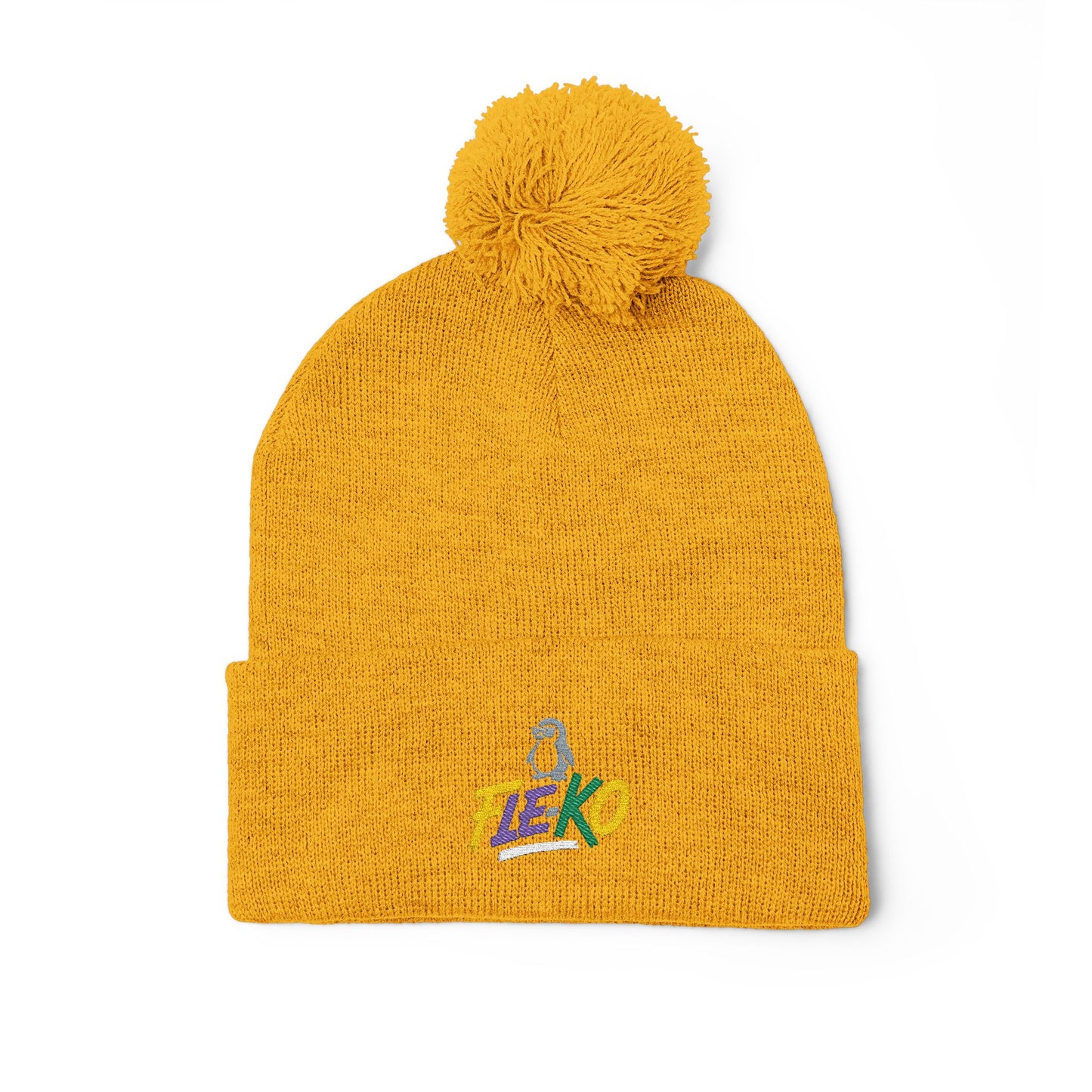 Fle-Ko Embroidered Pom-Pom Knitted Toque