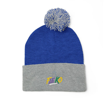 Fle-Ko Embroidered Pom-Pom Knitted Toque