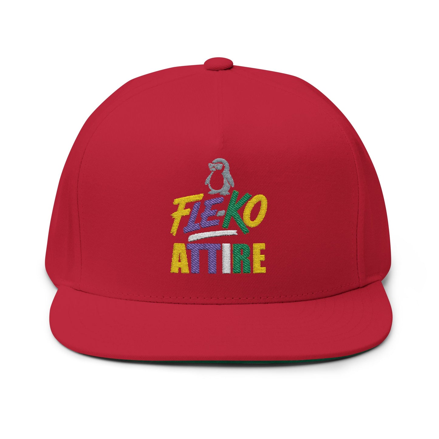 Colorful Fle-Ko Embroidered Flat Bill Hat