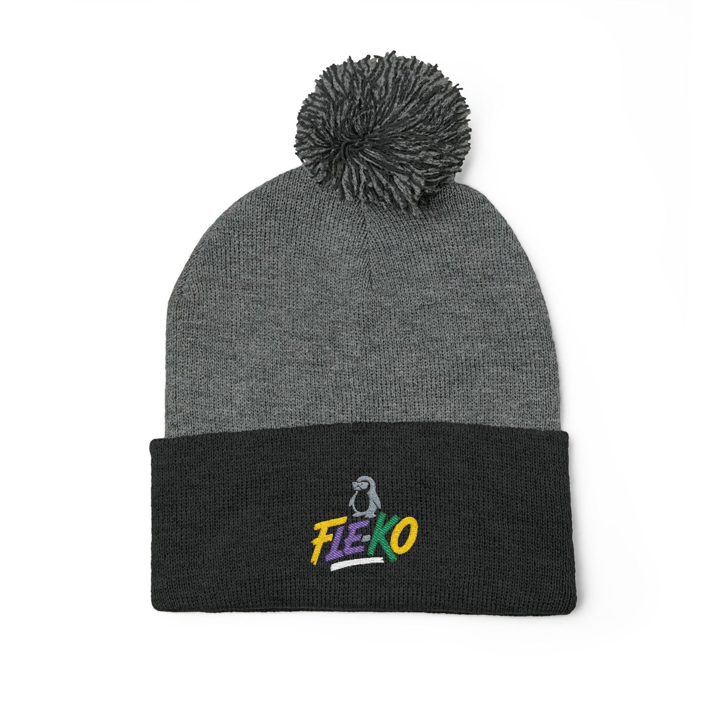 Fle-Ko Embroidered Pom-Pom Knitted Toque