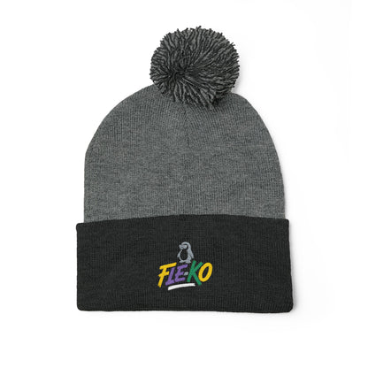 Fle-Ko Embroidered Pom-Pom Knitted Toque