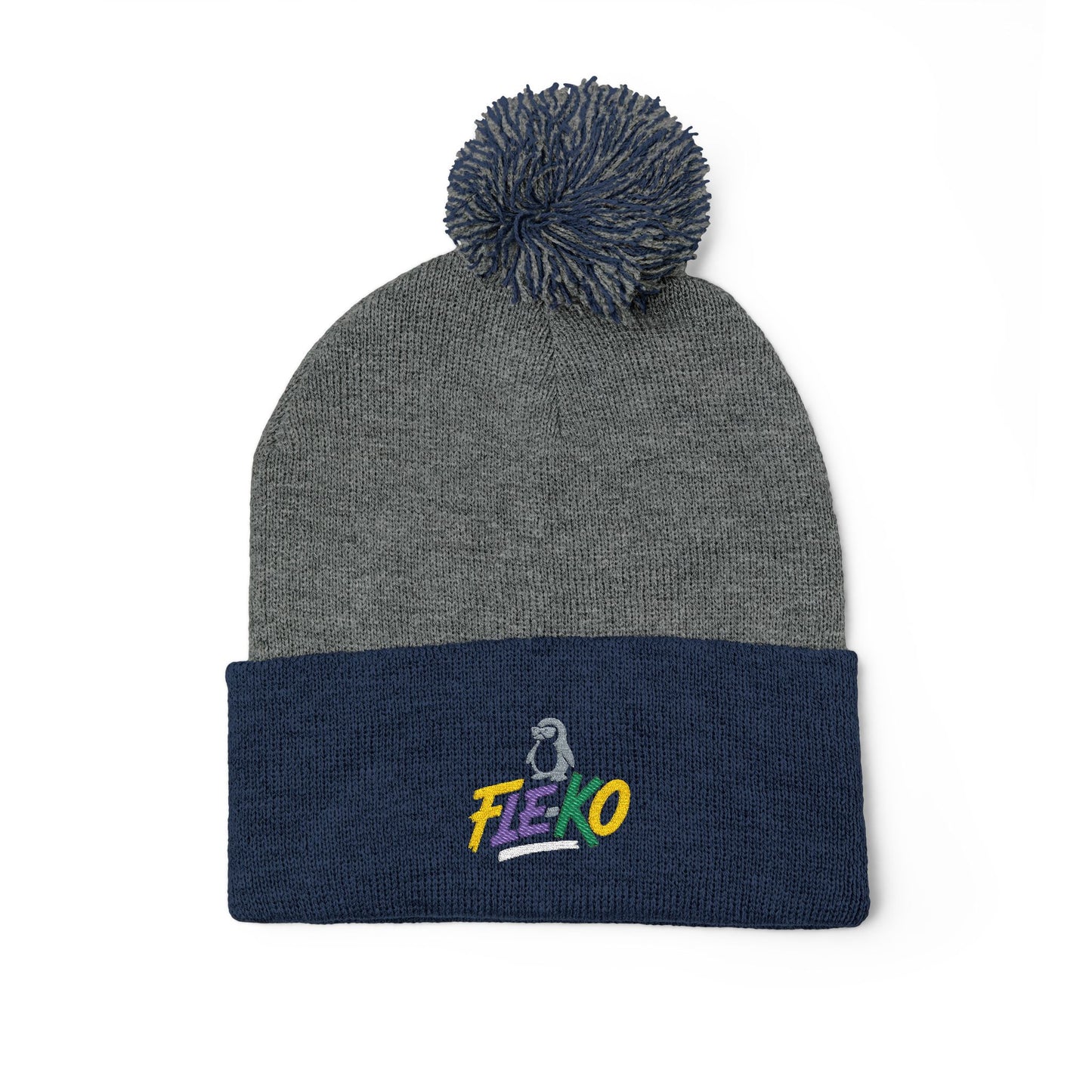 Fle-Ko Embroidered Pom-Pom Knitted Toque