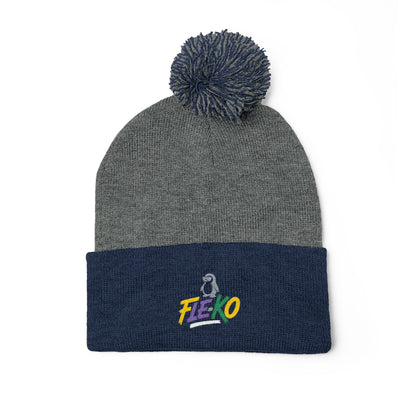 Fle-Ko Embroidered Pom-Pom Knitted Toque