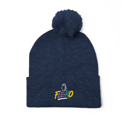 Fle-Ko Embroidered Pom-Pom Knitted Toque