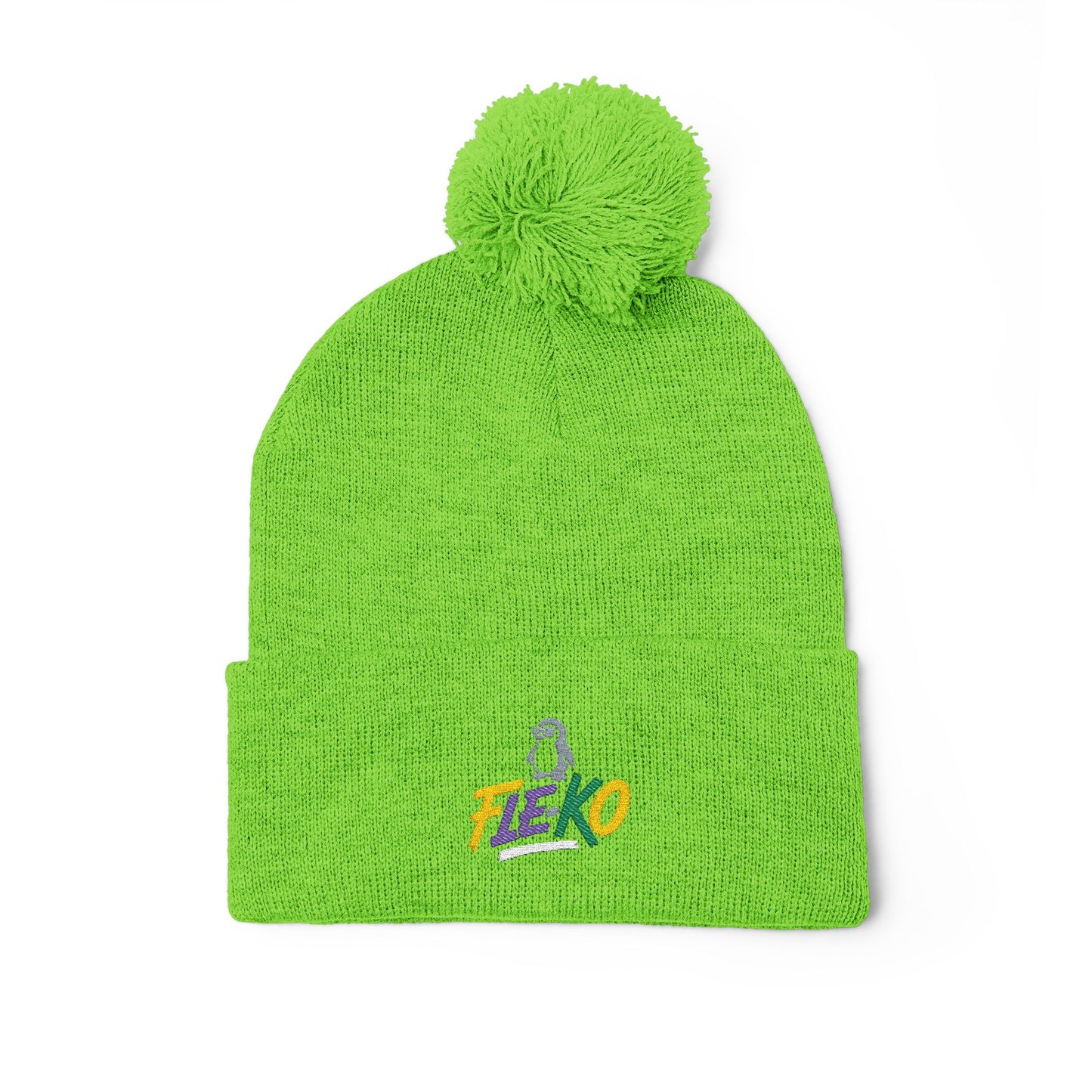 Fle-Ko Embroidered Pom-Pom Knitted Toque