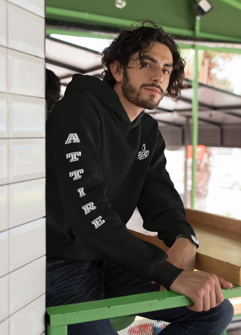 Fle-Ko Hoodie with Attire on Arm