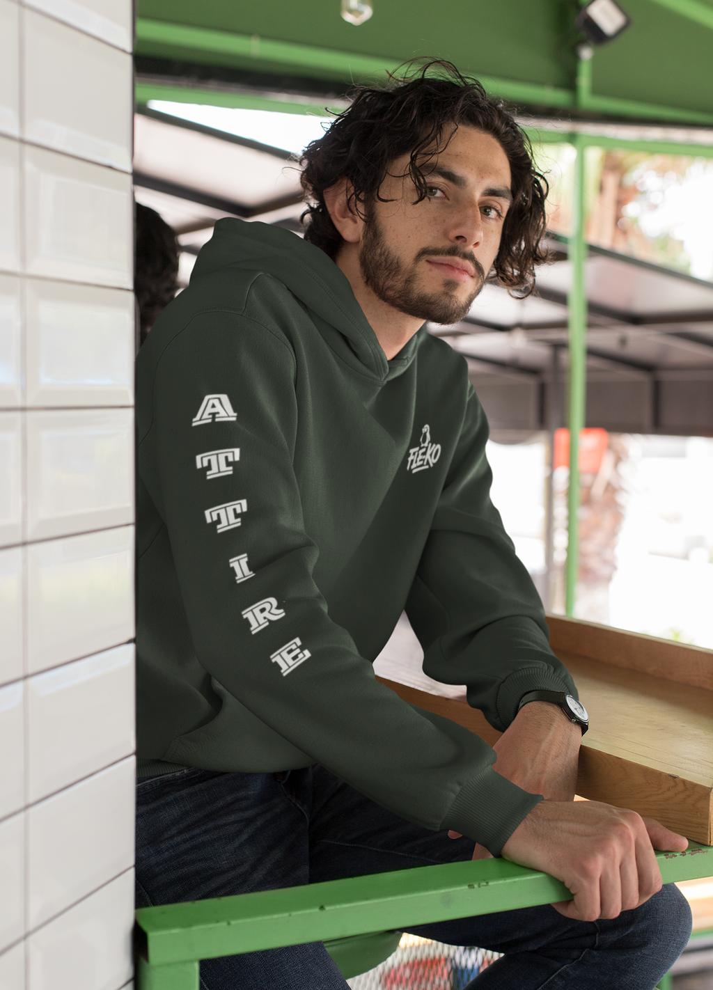 Fle-Ko Hoodie with Attire on Arm