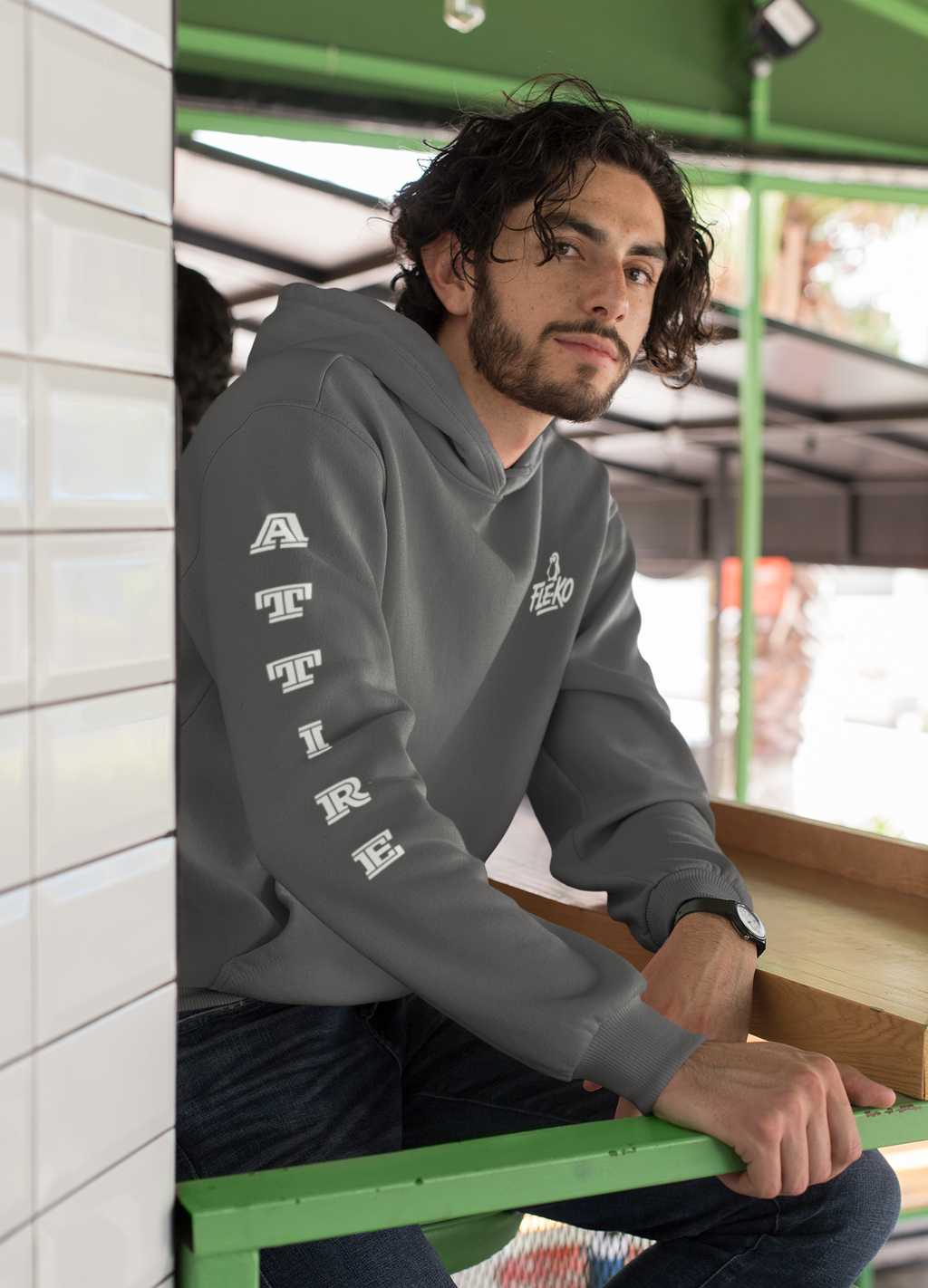 Fle-Ko Hoodie with Attire on Arm