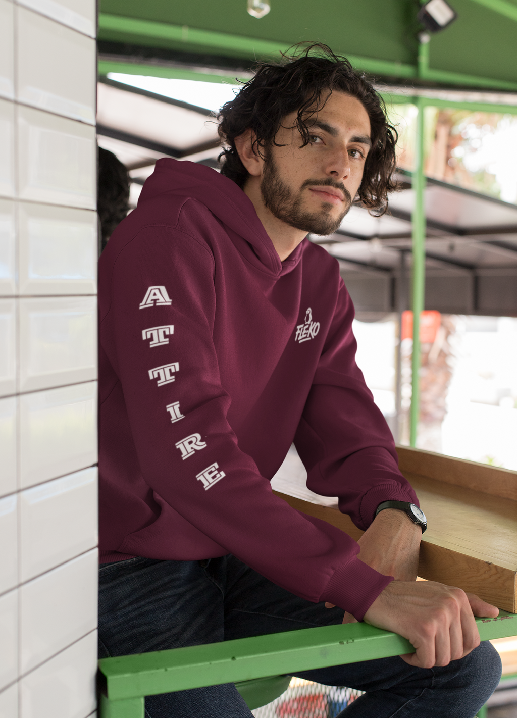 Fle-Ko Hoodie with Attire on Arm