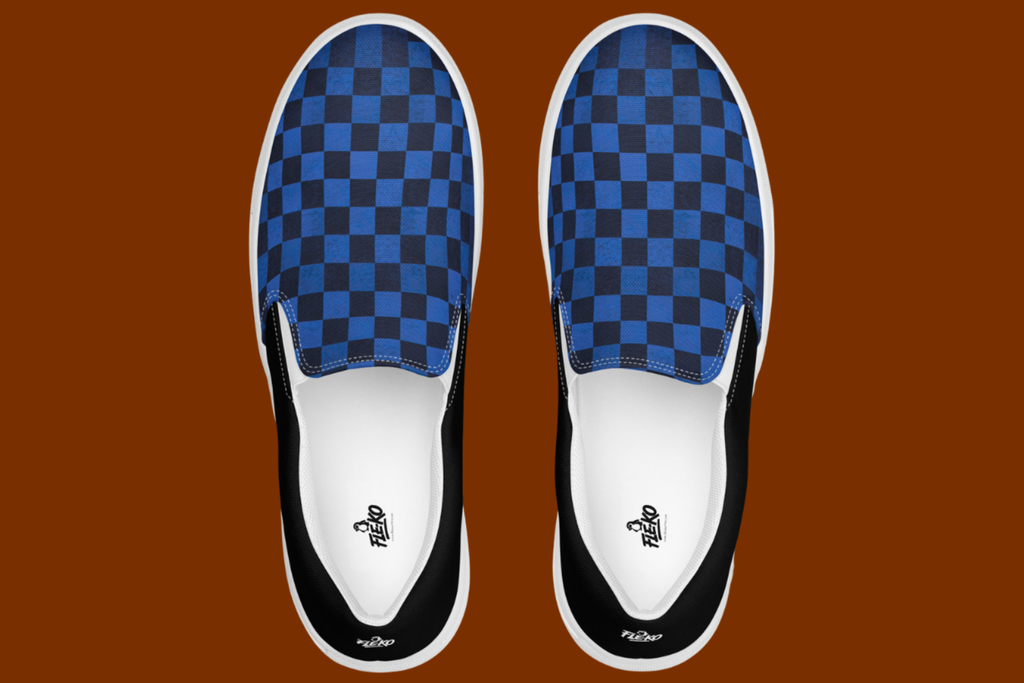 Fle-Ko Women's Checkered Blue Slip-Ons