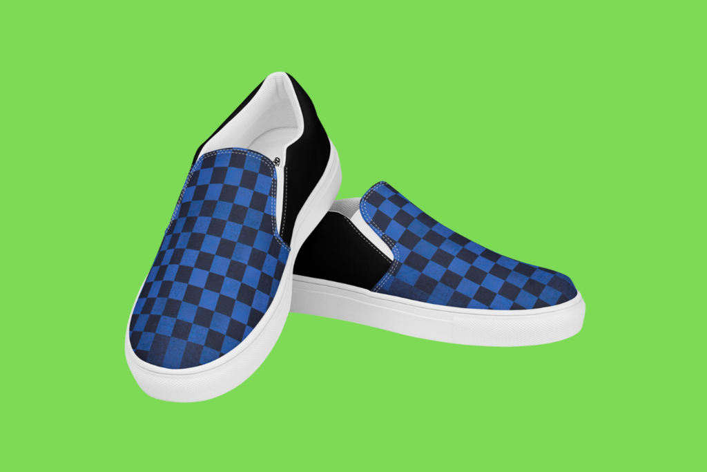 Fle-Ko Men's Checkered Blue Slip-Ons