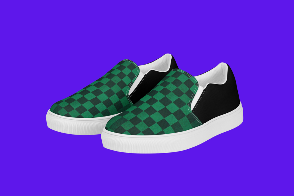 Fle-Ko Women's Checkered Green Slip-Ons