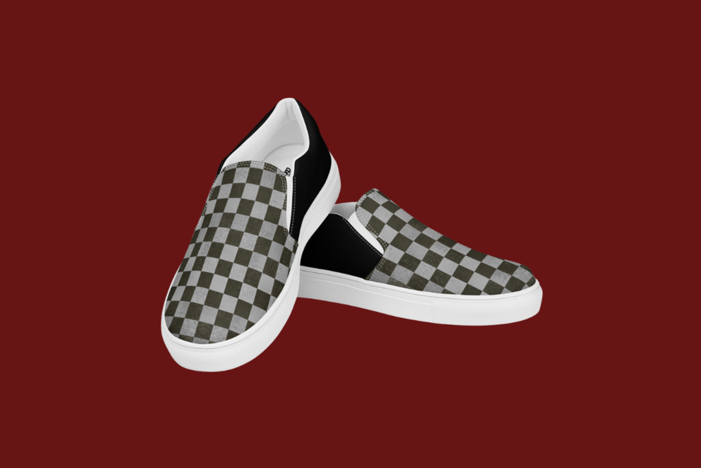 Fle-Ko Men's Checkered Grey Slip-Ons