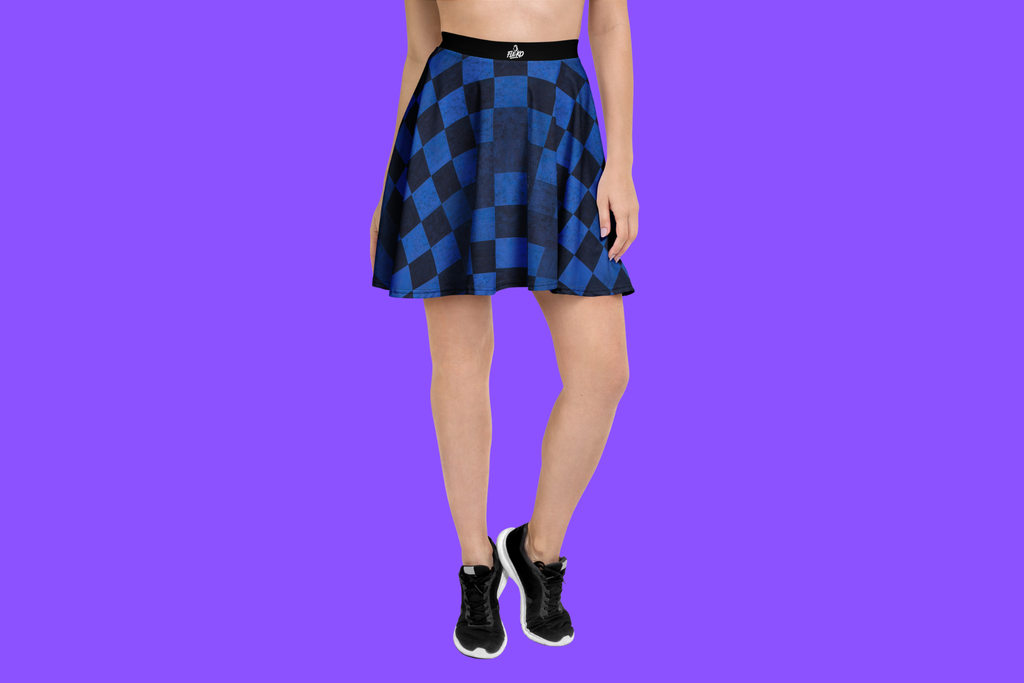 Fle-Ko Checkered Blue Skater Skirt