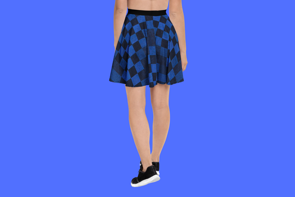 Fle-Ko Checkered Blue Skater Skirt
