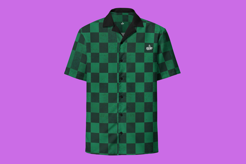 Fle-Ko Checkered Green Button-Up