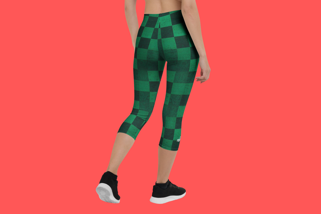 Fle-Ko Checkered Green Capri Leggings