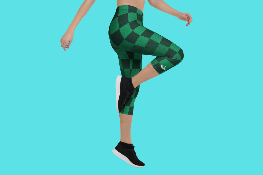 Fle-Ko Checkered Green Capri Leggings