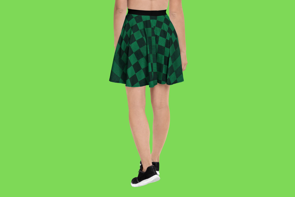 Fle-Ko Checkered Green Skater Skirt