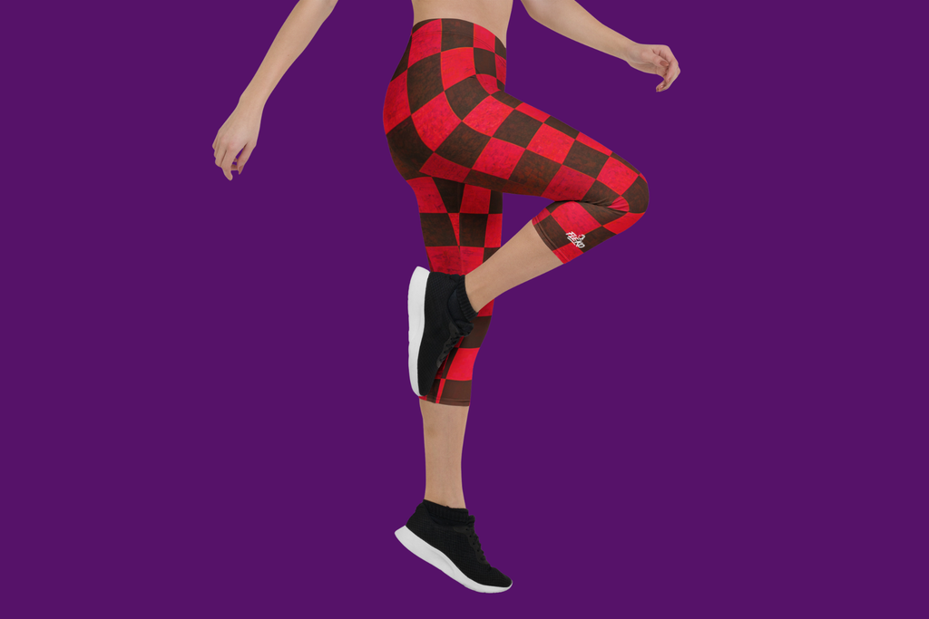 Fle-Ko Checkered Red Capri Leggings